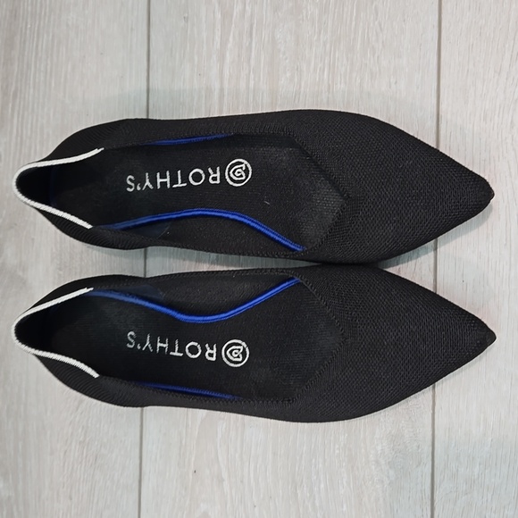 Rothy's Black Women's The Pointed Toe Knit Flats Shoes Sz 9 - Picture 3 of 12